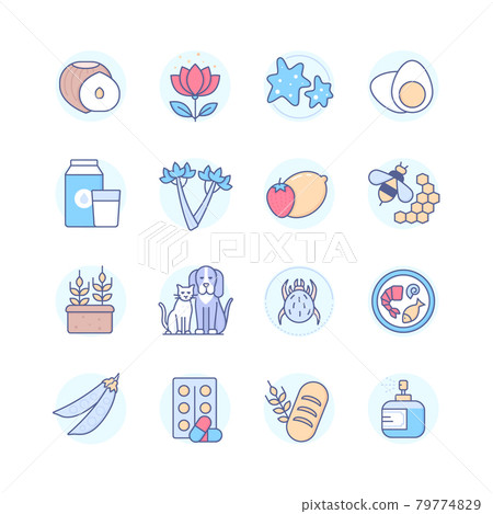 Allergens - colorful line design style icon set Allergens - colorful line design style icon set 79774829