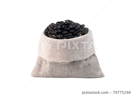 Black beans in the sack isolated on white background Black beans in the sack isolated on white background 79775298