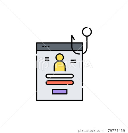 Phishing olor line icon. Hacking account and password. Phishing olor line icon. Hacking account and password. 79775439