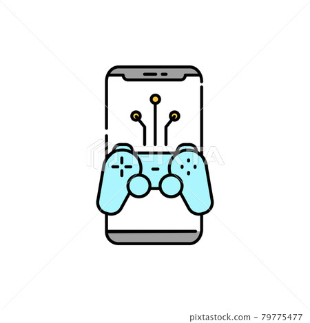 Game streaming in phone color line icon. Pictogram for web page, mobile app 79775477