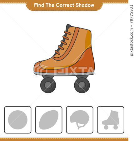 Find the correct shadow. Find and match the correct shadow of Roller Skate. Educational children game, printable worksheet, vector illustration Find the correct shadow. Find and match the correct shadow of Roller Skate. Educational children game, printable worksheet, vector illustration 79775931