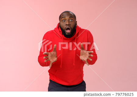 Shocked concerned young man worried employee drop fragule thing standing stupor intense stooping bending widen eyes troubled gesturing asking be careful, nervous pink background Shocked concerned young man worried employee drop fragule thing standing stupor intense stooping bending widen eyes troubled gesturing asking be careful, nervous pink background 79776025
