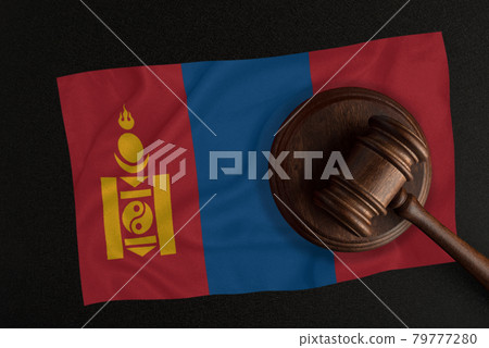 Judges hammer and the flag of Mongolia. Law and Justice. Constitutional law 79777280