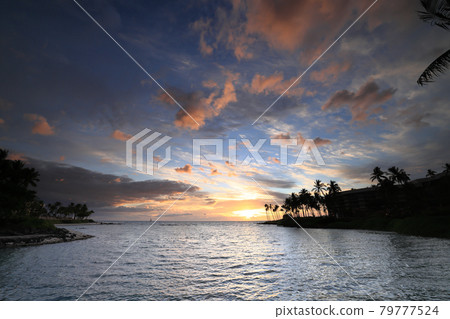 Beautiful sunset on the Big Island, Kohala Coast, Waikoloa 79777524