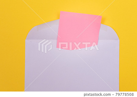 Violet Envelope with Blank Pink Sheet of Paper Inside 79778508