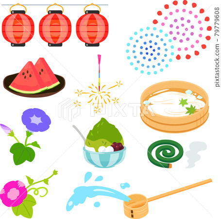 日本夏季傳統的插圖集 日本夏季傳統的插圖集 79779608