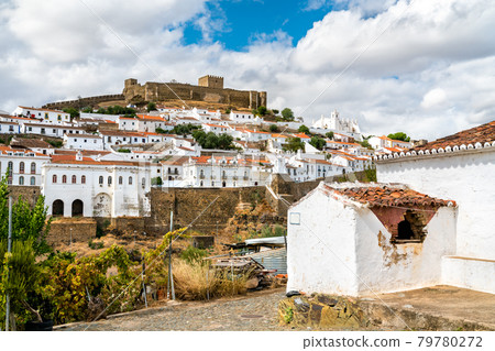 Mertola above the Guadiana River in Portugal 79780272
