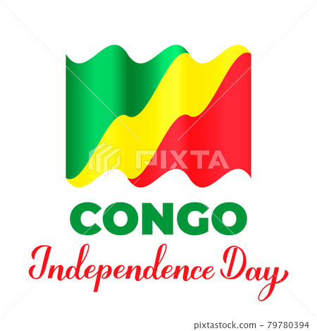 Congo Independence Day lettering with flag. National holiday celebrate on August 15. Easy to edit vector template for typography poster banner, flyer, sticker, greeting card, postcard Congo Independence Day lettering with flag. National holiday celebrate on August 15. Easy to edit vector template for typography poster banner, flyer, sticker, greeting card, postcard 79780394