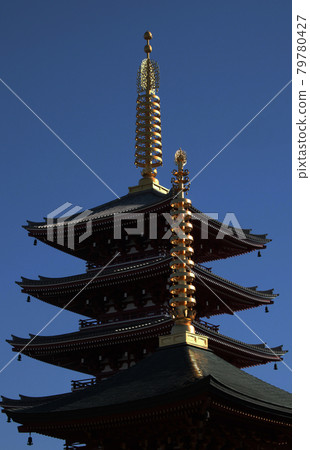 Tokyo Asakusa, Sensoji Temple precincts, five-storied pagoda and sutra-copying memorial tower Tokyo Asakusa, Sensoji Temple precincts, five-storied pagoda and sutra-copying memorial tower 79780427