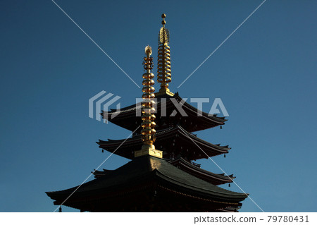 Tokyo Asakusa, Sensoji Temple precincts, five-storied pagoda and sutra-copying memorial tower 79780431