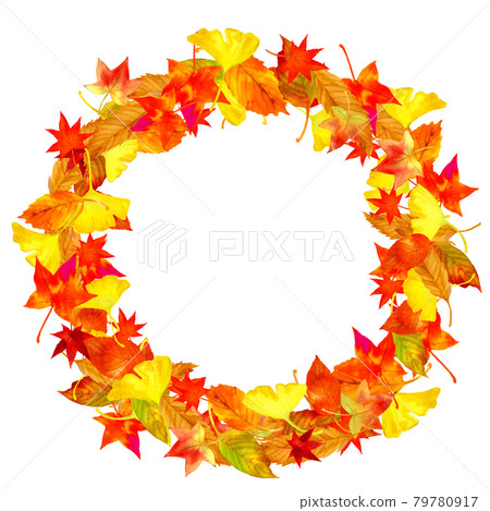 Circular frame material of fallen leaves 79780917