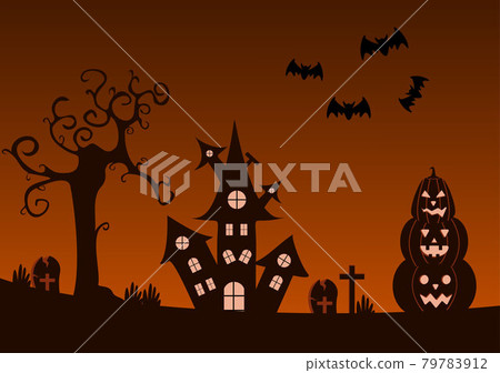 Halloween Night Party Landing Page Illustration With Witch, Haunted House, Pumpkins, Bats and Full Moon. For Background, Banner, Wallpaper, or Brochure Halloween Night Party Landing Page Illustration With Witch, Haunted House, Pumpkins, Bats and Full Moon. For Background, Banner, Wallpaper, or Brochure 79783912