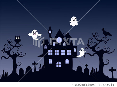 Halloween Night Party Landing Page Illustration With Witch, Haunted House, Pumpkins, Bats and Full Moon. For Background, Banner, Wallpaper, or Brochure Halloween Night Party Landing Page Illustration With Witch, Haunted House, Pumpkins, Bats and Full Moon. For Background, Banner, Wallpaper, or Brochure 79783914