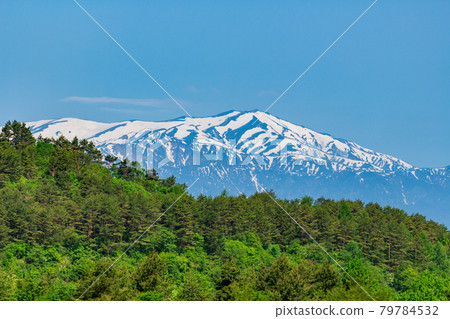 Mt. Iide with the remaining snow seen from Urabandai Mt. Iide with the remaining snow seen from Urabandai 79784532