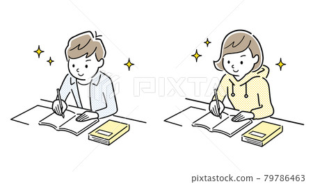 Vector Illustration Material: Boys and Girls Studying 79786463