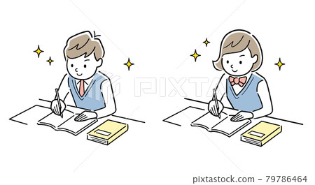 Vector Illustration Material: Boys and Girls Studying at School 79786464