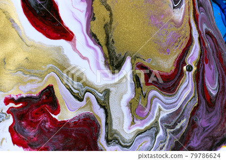 Burgundy mixed paint texture. Abstract marble pattern imitation with gold dust. Burgundy mixed paint texture. Abstract marble pattern imitation with gold dust. 79786624
