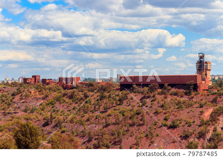 View of huge iron ore quarry in Kryvyi Rih, Ukraine. Open pit mining 79787485