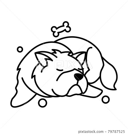 chow chow dog cute cartoon outline style icon - Stock Illustration ...