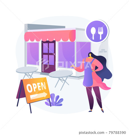 Restaurants reopening abstract concept vector illustration. 79788390
