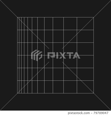 Retrofuturistic logarithmic grid. Digital cyber retro design element. Grid in cyberpunk 80s style. Rectangular geometry for poster, cover, merch in retrowave style. Vector Retrofuturistic logarithmic grid. Digital cyber retro design element. Grid in cyberpunk 80s style. Rectangular geometry for poster, cover, merch in retrowave style. Vector 79789047