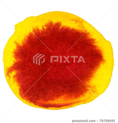 Spot of watercolor yellow with red, abstract. Spot of watercolor yellow with red, abstract. 79789095