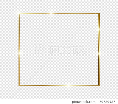 Gold shiny glowing frame with shadows isolated on transparent background. Golden luxury vintage realistic rectangle border. illustration - Vector Gold shiny glowing frame with shadows isolated on transparent background. Golden luxury vintage realistic rectangle border. illustration - Vector 79789587