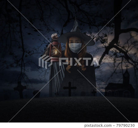 Halloween and coronavirus or covid-19 concept Halloween and coronavirus or covid-19 concept 79790230