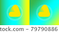 Logotype design template in circle with blend effect closeup vector illustration. Gradient element sign copy space banner on bright gradient summer yellow and lime green background. Poster, flyer. 79790886
