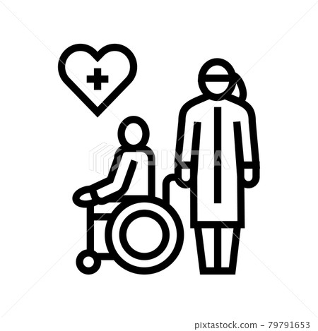 helping and caring for disabled people at home line icon vector illustration 79791653