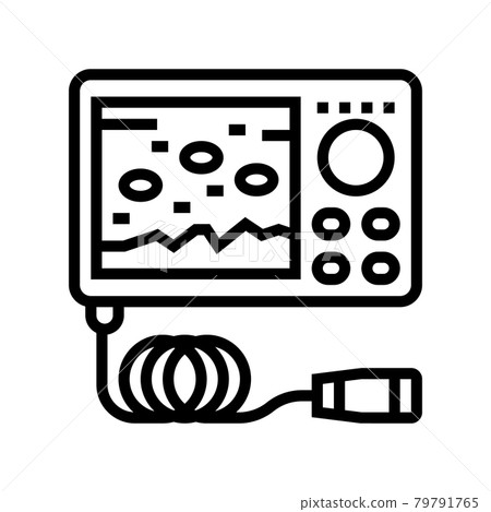 underwater ice fishing camera line icon vector illustration 79791765