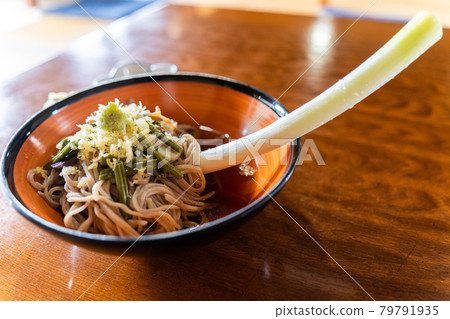 Aizu local cuisine green onion soba in Ouchi-juku, Fukushima Prefecture 79791935