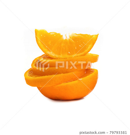 Oranges slice. Fresh fruits. Raw organic healthy food. Grocery and supermarket cooking and eating product isolated on white background Oranges slice. Fresh fruits. Raw organic healthy food. Grocery and supermarket cooking and eating product isolated on white background 79793381