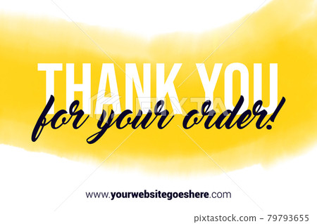 Printable Thank You card. Yellow Hand Drawn Watercolor note for business. Simple business card Printable Thank You card. Yellow Hand Drawn Watercolor note for business. Simple business card 79793655