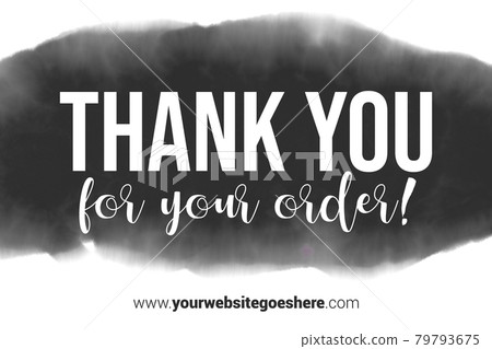 Printable Thank You card. Black Hand Drawn Watercolor note for business. Simple business card Printable Thank You card. Black Hand Drawn Watercolor note for business. Simple business card 79793675