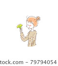 Young woman holding autumn leaves in her hands 2 79794054