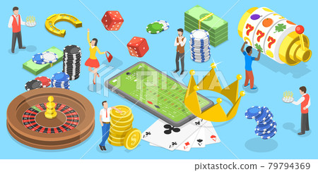 3D Isometric Flat Vector Conceptual Illustration of Online Gambling. 79794369
