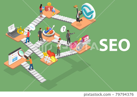 3D Isometric Flat Vector Conceptual Illustration of Search Engine Optimization. 79794376