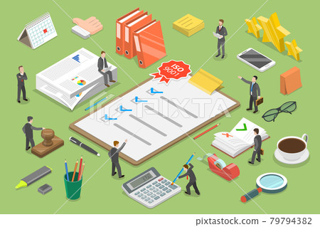 3D Isometric Flat Vector Conceptual Illustration of Quality Management System. 79794382
