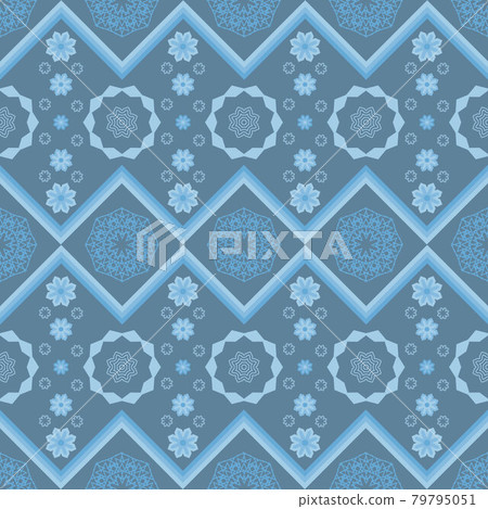 ethnics geometric blue flower seamless in blue... - Stock Illustration ...