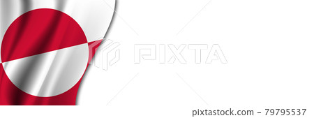 Greenland flag on white background. White background with place for text near the flag of Greenland 79795537