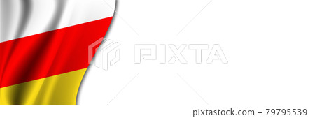 South Ossetia flag on white background. White background with place for text near the flag of South Ossetia South Ossetia flag on white background. White background with place for text near the flag of South Ossetia 79795539