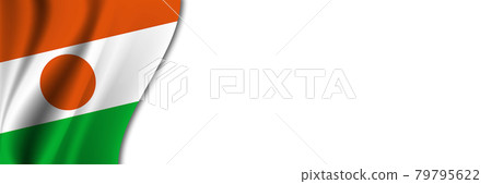 Niger flag on white background. White background with place for text near the flag of Niger Niger flag on white background. White background with place for text near the flag of Niger 79795622