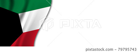 Kuwait flag on white background. White background with place for text near the flag of Kuwait Kuwait flag on white background. White background with place for text near the flag of Kuwait 79795743