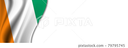 Cote d'Ivoire flag on white background. White background with place for text near the flag of Cote d'Ivoire 79795745