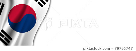 South Korea flag on white background. White background with place for text near the flag of South Korea 79795747