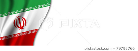Iran flag on white background. White background with place for text near the flag of Iran Iran flag on white background. White background with place for text near the flag of Iran 79795766