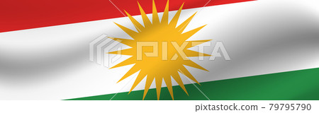 Banner with the flag of Kurdistan. Fabric texture of the flag of Kurdistan 79795790