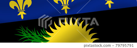Banner with the flag of Guadeloupe. Fabric texture of the flag of Guadeloupe Banner with the flag of Guadeloupe. Fabric texture of the flag of Guadeloupe 79795791