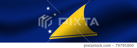 Banner with the flag of Tokelau. Fabric texture of the flag of Tokelau Banner with the flag of Tokelau. Fabric texture of the flag of Tokelau 79795800